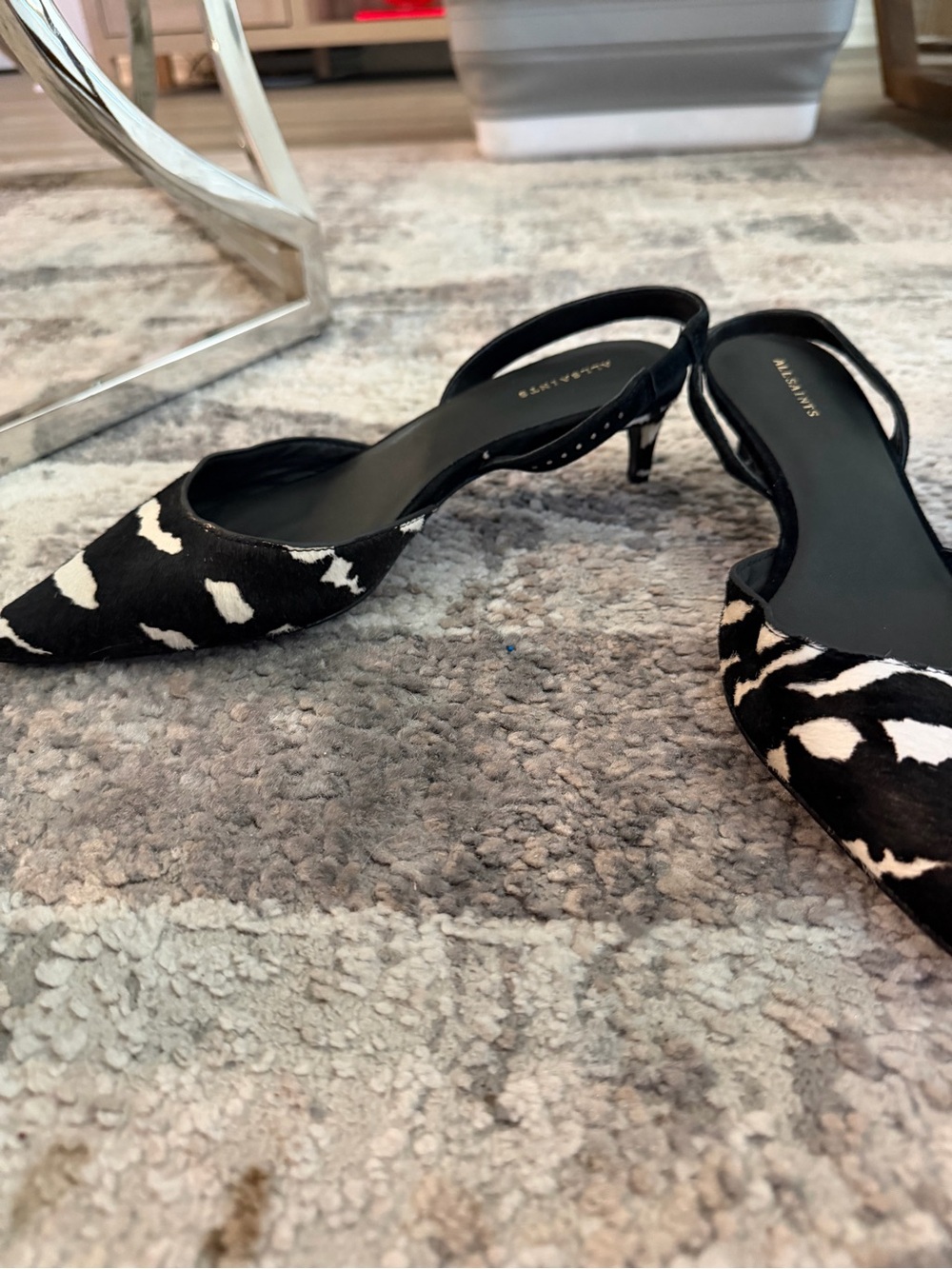 All Saints Mia Leather Slingback Shoes - Picture 3 of 4